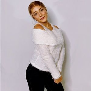 Off the shoulder, Fuzzy Chenille Sweater